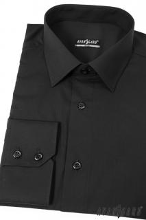 Pánská černá hladká košile SLIM FIT 114-23 Velikost: 45/182