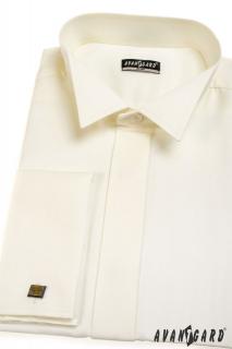 Pánská smetanová košile - FRAKOVKA SLIM FIT, na manžetové knoflíčky 154-2 Velikost: 40/182