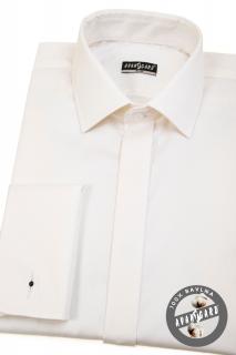 Smetanová pánská slim fit košile s krytou légou na manžetové knoflíčky 133-225 Velikost: 39/170