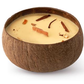 Tropikalia Přírodní sójová svíčka v kokosu v dárkové krabičce APPLE & CINNAMON 350ml