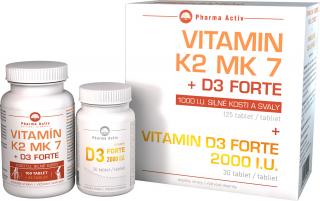 SET VITALITA II: Vitamin K2 MK7 + D3 FORTE 1000 I.U. 125 tablet + Vitamin D3 Forte 2000 I.U. 30tabl.
