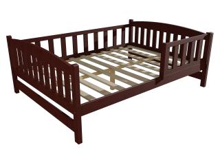 Dětská postel DP 002 XL se zábranou Barva-3: moření ořech, Rozměr: 160 x 200 cm