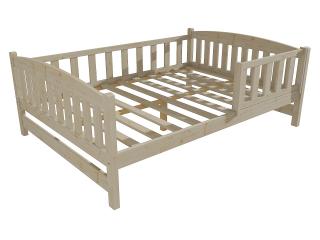 Dětská postel DP 002 XL se zábranou Barva-3: surové dřevo, Rozměr: 120 x 200 cm
