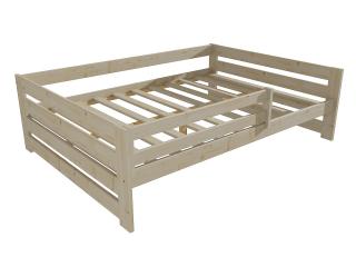 Dětská postel DP 025 XL se zábranou Barva-3: surové dřevo, Rozměr: 120 x 200 cm