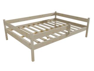 Dětská postel DP 027 XL se zábranou Barva-3: surové dřevo, Rozměr: 120 x 200 cm