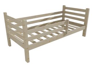 Dětská postel M 001 NEW* se zábranou Barva-3: surové dřevo, Rozměr: 70 x 160 cm