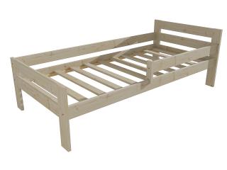 Dětská postel M 009 NEW* se zábranou Barva-3: surové dřevo, Rozměr: 80 x 160 cm
