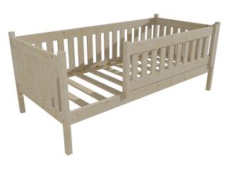 Dětská postel M 012 NEW* se zábranou Barva-3: surové dřevo, Rozměr: 70 x 160 cm