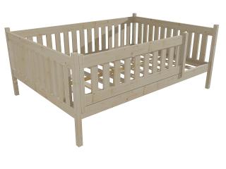 Dětská postel M 012 XL NEW* se zábranou Barva-3: surové dřevo, Rozměr: 120 x 200 cm