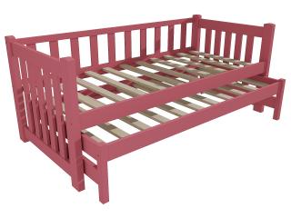 Dětská postel s výsuvnou přistýlkou DPV 002 Barva-3: barva růžová, Rozměr: 80 x 180 cm