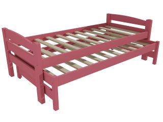 Dětská postel s výsuvnou přistýlkou DPV 024 Barva-3: barva růžová, Rozměr: 80 x 180 cm