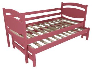 Dětská postel s výsuvnou přistýlkou DPV 028 Barva-3: barva růžová, Rozměr: 90 x 180 cm
