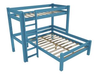 Patrová postel s rozšířeným spodním lůžkem 8X8 12B Barva-3: barva modrá, Rozměr: 80 x 200 / 120 x 200 cm