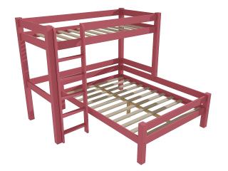 Patrová postel s rozšířeným spodním lůžkem 8X8 12B Barva-3: barva růžová, Rozměr: 80 x 200 / 120 x 200 cm