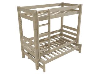 Patrová postel s výsuvnou přistýlkou 8X8 13A Barva-3: surové dřevo, Rozměr: 80 x 180 cm