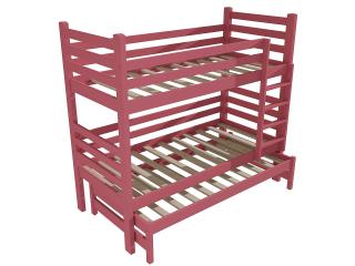 Patrová postel s výsuvnou přistýlkou M 008 NEW* Barva-3: barva růžová, Prostor mezi lůžky: 100 cm, Rozměr: 80 x 190 cm