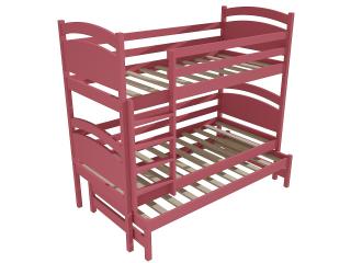 Patrová postel s výsuvnou přistýlkou PPV 002 Barva-3: barva růžová, Prostor mezi lůžky: 100 cm, Rozměr: 90 x 180 cm