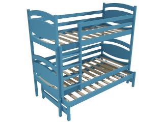 Patrová postel s výsuvnou přistýlkou PPV 003 Barva-3: barva modrá, Prostor mezi lůžky: 100 cm, Rozměr: 80 x 200 cm
