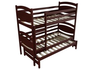 Patrová postel s výsuvnou přistýlkou PPV 003 Barva-3: moření ořech, Prostor mezi lůžky: 100 cm, Rozměr: 80 x 190 cm
