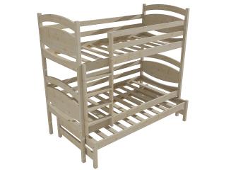 Patrová postel s výsuvnou přistýlkou PPV 003 Barva-3: surové dřevo, Prostor mezi lůžky: 100 cm, Rozměr: 80 x 190 cm