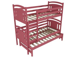 Patrová postel s výsuvnou přistýlkou PPV 006 Barva-3: barva růžová, Prostor mezi lůžky: 80 cm, Rozměr: 80 x 190 cm