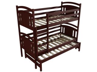 Patrová postel s výsuvnou přistýlkou PPV 006 Barva-3: moření ořech, Prostor mezi lůžky: 100 cm, Rozměr: 80 x 190 cm