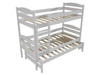 Patrová postel s výsuvnou přistýlkou PPV 009 Barva-3: barva bílá, Prostor mezi lůžky: 100 cm, Rozměr: 80 x 180 cm