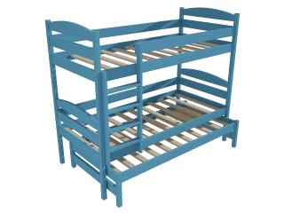 Patrová postel s výsuvnou přistýlkou PPV 009 Barva-3: barva modrá, Prostor mezi lůžky: 100 cm, Rozměr: 80 x 200 cm