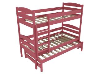 Patrová postel s výsuvnou přistýlkou PPV 009 Barva-3: barva růžová, Prostor mezi lůžky: 100 cm, Rozměr: 80 x 180 cm