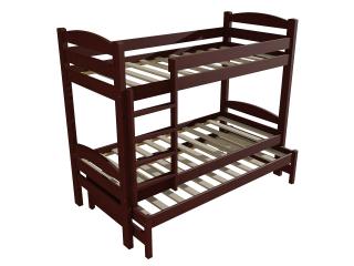 Patrová postel s výsuvnou přistýlkou PPV 010 Barva-3: moření ořech, Prostor mezi lůžky: 100 cm, Rozměr: 90 x 190 cm