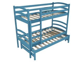 Patrová postel s výsuvnou přistýlkou PPV 011 Barva-3: barva modrá, Prostor mezi lůžky: 80 cm, Rozměr: 80 x 180 cm