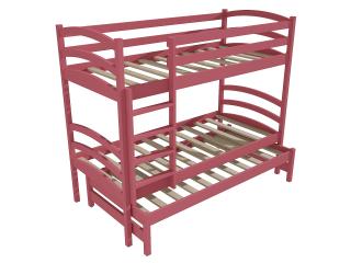 Patrová postel s výsuvnou přistýlkou PPV 011 Barva-3: barva růžová, Prostor mezi lůžky: 80 cm, Rozměr: 80 x 180 cm