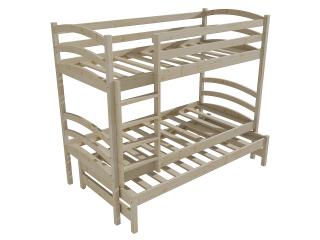 Patrová postel s výsuvnou přistýlkou PPV 011 Barva-3: surové dřevo, Prostor mezi lůžky: 100 cm, Rozměr: 80 x 200 cm