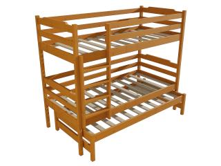 Patrová postel s výsuvnou přistýlkou PPV 012 Barva-3: moření olše, Prostor mezi lůžky: 100 cm, Rozměr: 80 x 190 cm