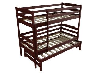 Patrová postel s výsuvnou přistýlkou PPV 012 Barva-3: moření ořech, Prostor mezi lůžky: 100 cm, Rozměr: 90 x 180 cm
