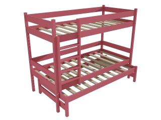 Patrová postel s výsuvnou přistýlkou PPV 013 Barva-3: barva růžová, Prostor mezi lůžky: 100 cm, Rozměr: 90 x 190 cm