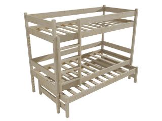 Patrová postel s výsuvnou přistýlkou PPV 013 Barva-3: surové dřevo, Prostor mezi lůžky: 80 cm, Rozměr: 80 x 180 cm