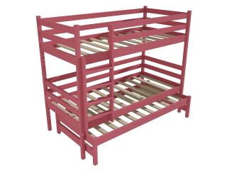 Patrová postel s výsuvnou přistýlkou PPV 015 Barva-3: barva růžová, Prostor mezi lůžky: 100 cm, Rozměr: 80 x 190 cm