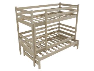 Patrová postel s výsuvnou přistýlkou PPV 015 Barva-3: surové dřevo, Prostor mezi lůžky: 100 cm, Rozměr: 80 x 190 cm
