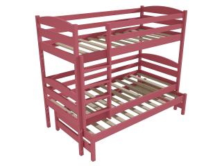 Patrová postel s výsuvnou přistýlkou PPV 016 Barva-3: barva růžová, Prostor mezi lůžky: 80 cm, Rozměr: 80 x 180 cm
