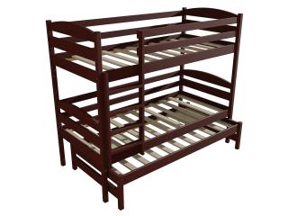 Patrová postel s výsuvnou přistýlkou PPV 016 Barva-3: moření ořech, Prostor mezi lůžky: 100 cm, Rozměr: 80 x 190 cm