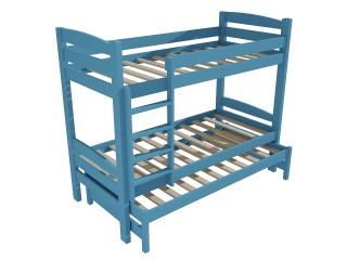 Patrová postel s výsuvnou přistýlkou PPV 017 Barva-3: barva modrá, Prostor mezi lůžky: 80 cm, Rozměr: 80 x 180 cm