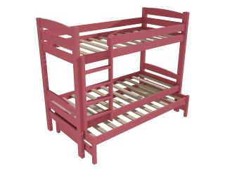 Patrová postel s výsuvnou přistýlkou PPV 017 Barva-3: barva růžová, Prostor mezi lůžky: 90 cm, Rozměr: 90 x 180 cm