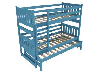 Patrová postel s výsuvnou přistýlkou PPV 019 Barva-3: barva modrá, Prostor mezi lůžky: 100 cm, Rozměr: 90 x 190 cm