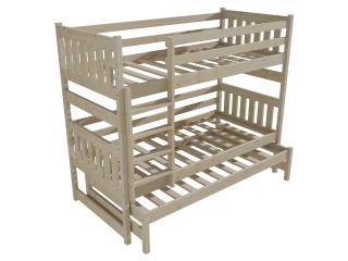 Patrová postel s výsuvnou přistýlkou PPV 019 Barva-3: surové dřevo, Prostor mezi lůžky: 100 cm, Rozměr: 80 x 190 cm