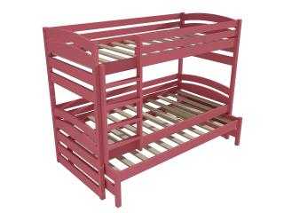 Patrová postel s výsuvnou přistýlkou PPV 020 Barva-3: barva růžová, Prostor mezi lůžky: 100 cm, Rozměr: 90 x 190 cm