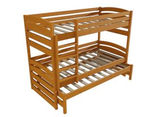 Patrová postel s výsuvnou přistýlkou PPV 020 Barva-3: moření olše, Prostor mezi lůžky: 90 cm, Rozměr: 80 x 180 cm