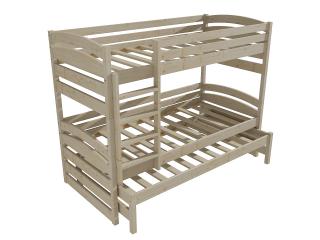 Patrová postel s výsuvnou přistýlkou PPV 020 Barva-3: surové dřevo, Prostor mezi lůžky: 100 cm, Rozměr: 80 x 180 cm