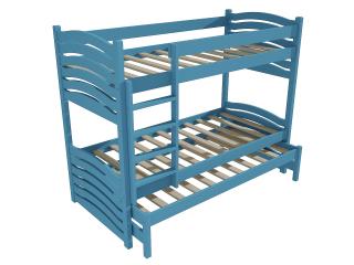 Patrová postel s výsuvnou přistýlkou PPV 021 Barva-3: barva modrá, Prostor mezi lůžky: 100 cm, Rozměr: 90 x 180 cm
