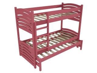 Patrová postel s výsuvnou přistýlkou PPV 021 Barva-3: barva růžová, Prostor mezi lůžky: 100 cm, Rozměr: 90 x 190 cm
